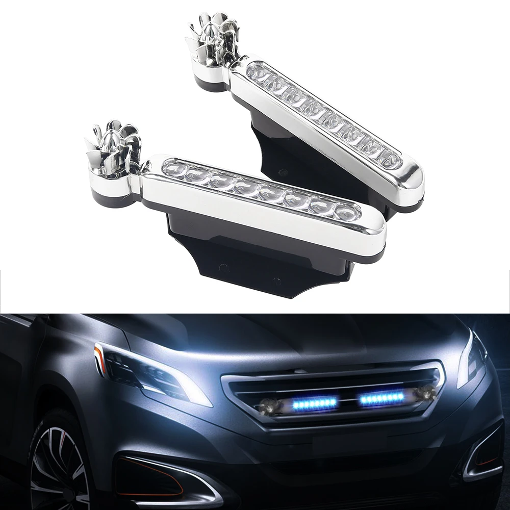 

LED Light Car Wind Daytime Running Lights Fog Warning Automatic Headlights 2PCS Front Head Auxiliary Lights for General Purpose