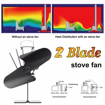 

(Ship From FR)Heat Circulation Fan Log Fireplace Fan 2 Blades Stove Fan Heat Powered Blower Ultra Quiet Heat Distribution Fan
