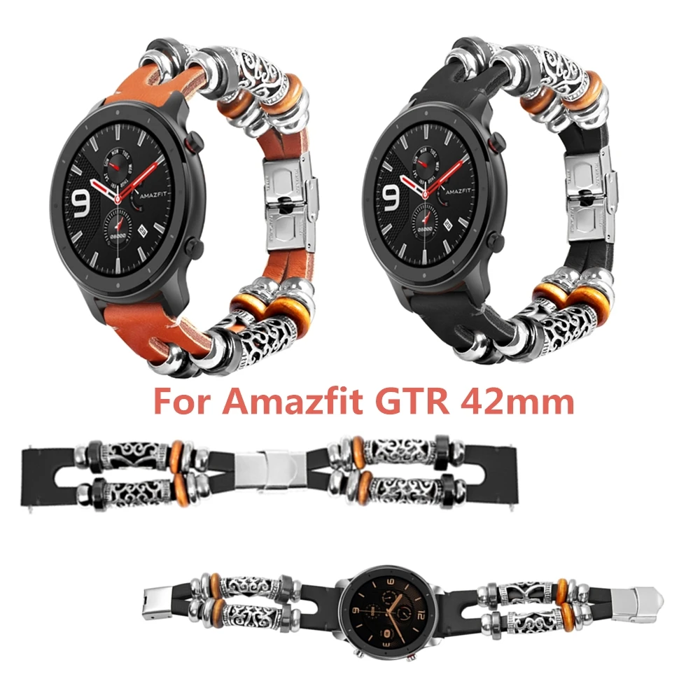 

NEW DIY handmade 20mm retro leather Watch Band For Huami Amazfit GTR 42mm Smart Wristbands Watchstrap For HUAWEI WATCH GT 2 42M