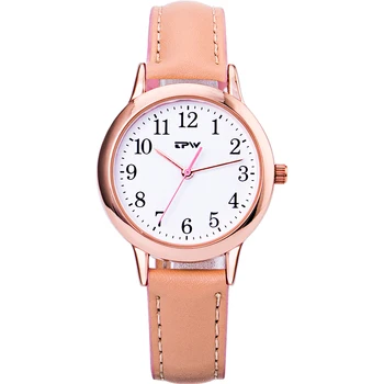 

TPW Easy Reader Color Pop Genuine Leather Women's Watches Fashion 30m Waterresistant Clock Mujer Bayan Kol Saati Montre Feminino