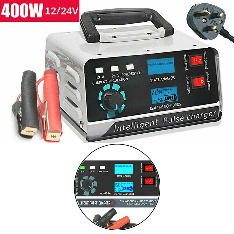 Smart Battery Chargers Maintainer With Alligator Clips Fast Charging