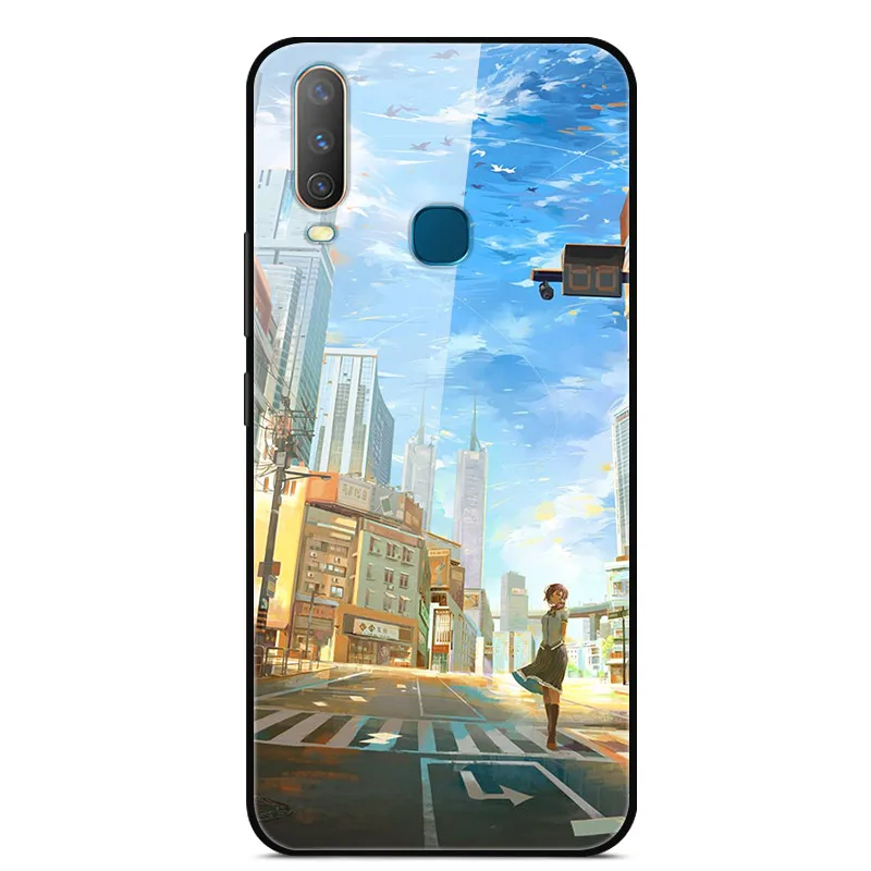 50 ДЛЯ Vivo Y11 чехол 6,35 ''закаленное стекло Роскошная жесткая задняя крышка для Vivo U3X чехол для телефона мягкий бампер для VIVO U10 Y 11 - Цвет: 50