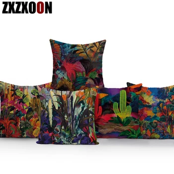 

Decorative Pillows Case Colorful CactusTropical Jungle Palm Leaf Leaves Farmhouse Home Decor Pillow Cushion Cover Pillowcase