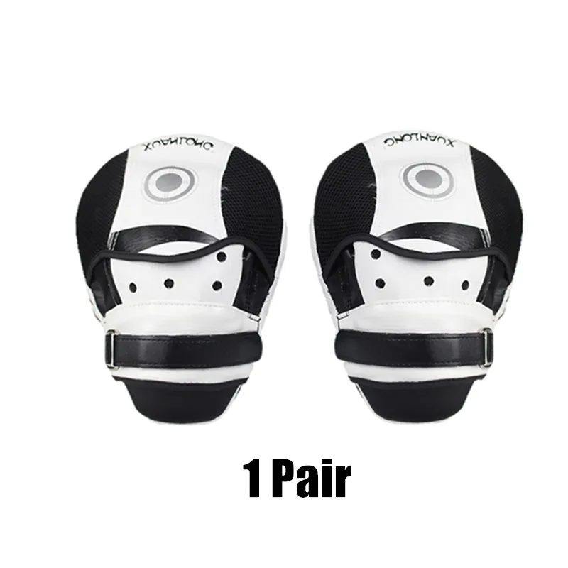 1 Pair-White Лапы боксерские единоборства Боксерские подушечки Муай Тай ПУ ручная мишень Митт фокус для кикбоксинга боевые искусства карат ММА Тренировка ударная площадка оборудование тэквондо - Цвет: 1 Pair-White