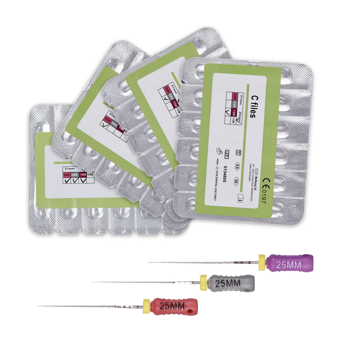 6PCS/Box Dental C File Endodontic Endo Root Canal Unclogging Files #6 #8 #10 25mm Hand Use Stainless Steel Dentists Dentistry 6