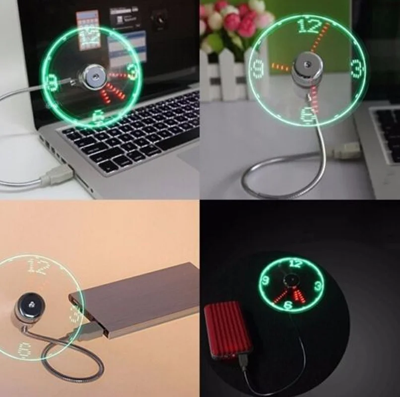 Usb-вентилятор, USB Мини Гибкий время светодиодный вентилятор-часы с светодиодный свет-классный гаджет Гибкая часы-вентилятор USB Гаджеты Крутые USB часы вентилятор светодиодный