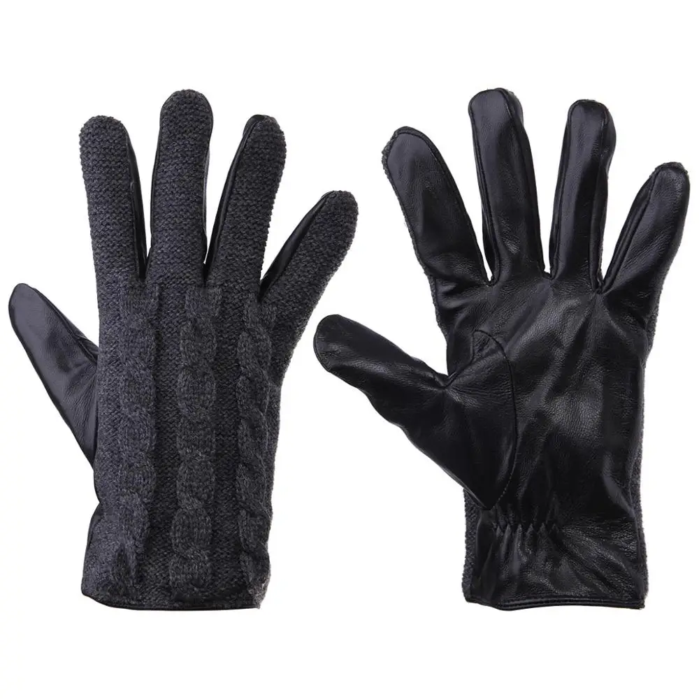 Бытовые перчатки модные осенне-зимние теплые черные с закрытыми пальцами из