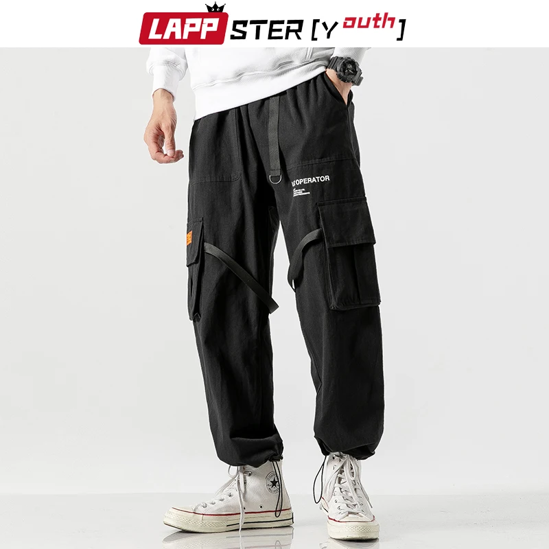LAPPSTER-Youth уличная лента брюки карго мужские комбинезоны мужские s хип хоп мешковатые спортивные штаны черная беговая дорожка брюки 5XL