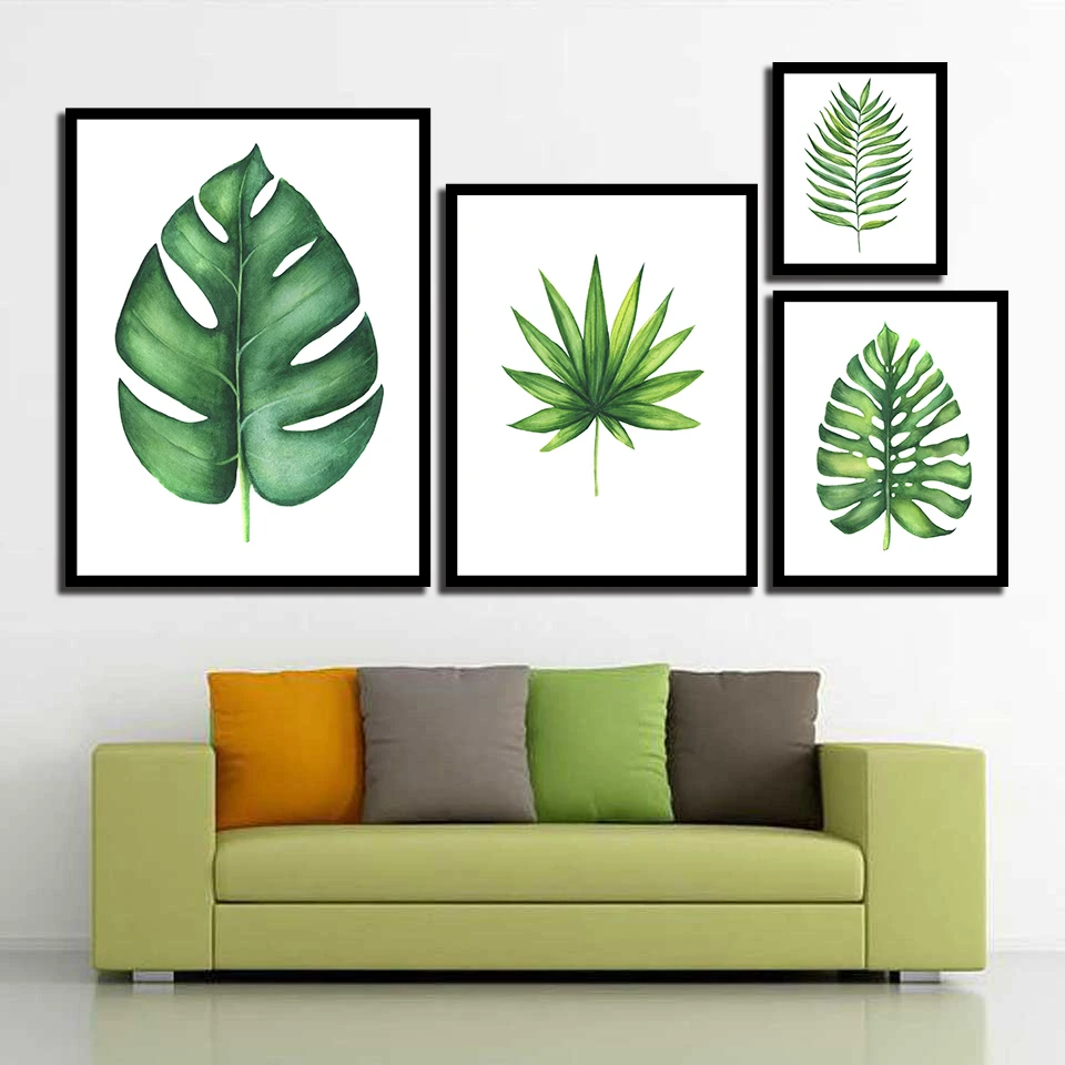 

Abstract tropical rain forest leaves Nordic Style Wall Art Canvas Print Painting Modern Living Room Decor Picture
