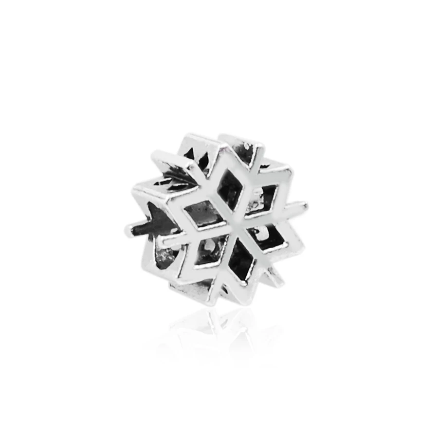 DINGLLY 2Pcs NEW Snow Beaded Fit Original snowflake Charm Bracelet For Women Girls Men Bangle DIY Necklace Child Jewelry
