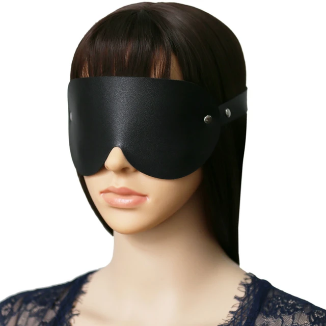 Black Mystery Blindfold Faux Leather Eye Guard Mask Nose Cover Woman  Cosplay