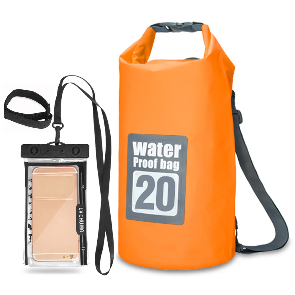 5L/10L/15L/20L Открытый Водонепроницаемый Сухой Рюкзак рулон-топ плавающая сумка с 6,3 ''водонепроницаемый чехол для телефона для каякинга рафтинг - Цвет: 20L