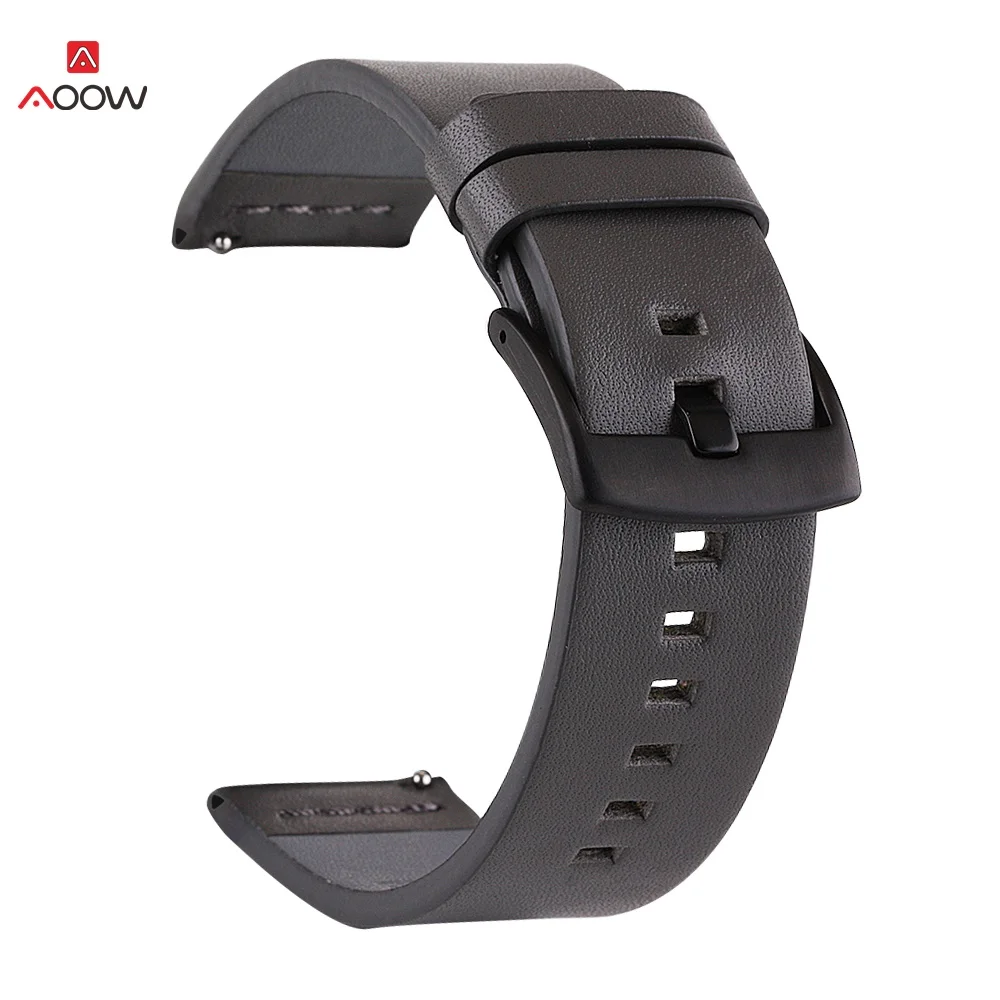grey-B Кожаный ремешок для часов samsung Galaxy Watch Active2 S2 S3 Amazfit huawei GT 2 быстросъемный браслет ремешок 20 мм 22 мм 24 мм - Цвет ремешка: grey-B