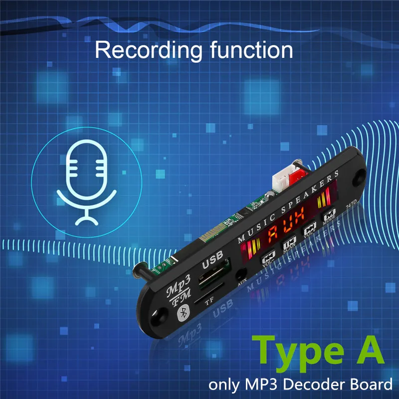 Дизайн MP3-плеер беспроводной Bluetooth WMA декодер доска автомобильный аксессуар с функцией записи Поддержка USB/SD/FM аудио модуль - Цвет: MP3 Decoder Board