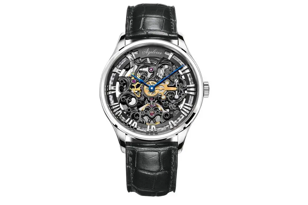 Роскошные наручные часы скелентон с механическим механизмом AGELOCER Caliber.A 4710 |