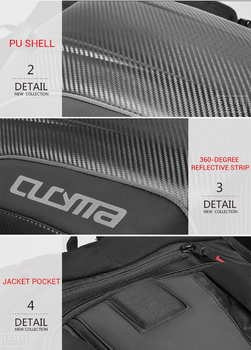 Bolsa da Motocicleta à Prova Mochila de Fibra Cucyma Dwaterproof Água Motocicleta Carbono Motocross Equitação Capacete Bolsa Moto Mochila 17 Baú top case