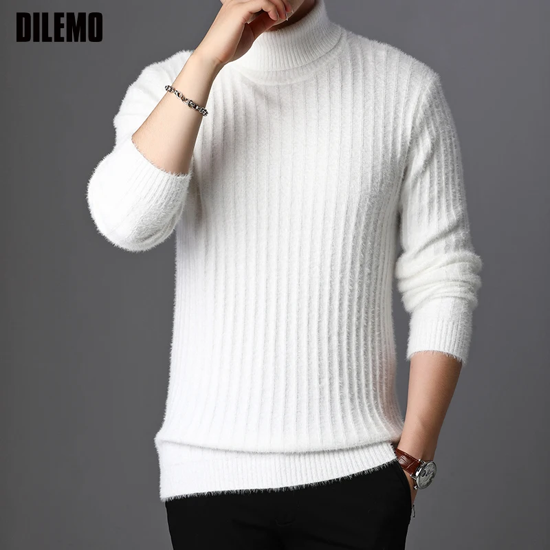 

New Fashion Brand Turtleneck Sweater For Mens Pullovers Slim Fit Jumpers Knitred Autumn Korean Style Thick Casual Men Clothes