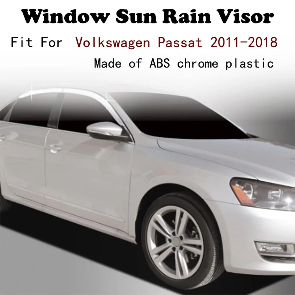 

ABS Chrome plastic Window Visor Vent Shades Sun Rain Guard car accessories For Volkswagen Passat 2011-2018