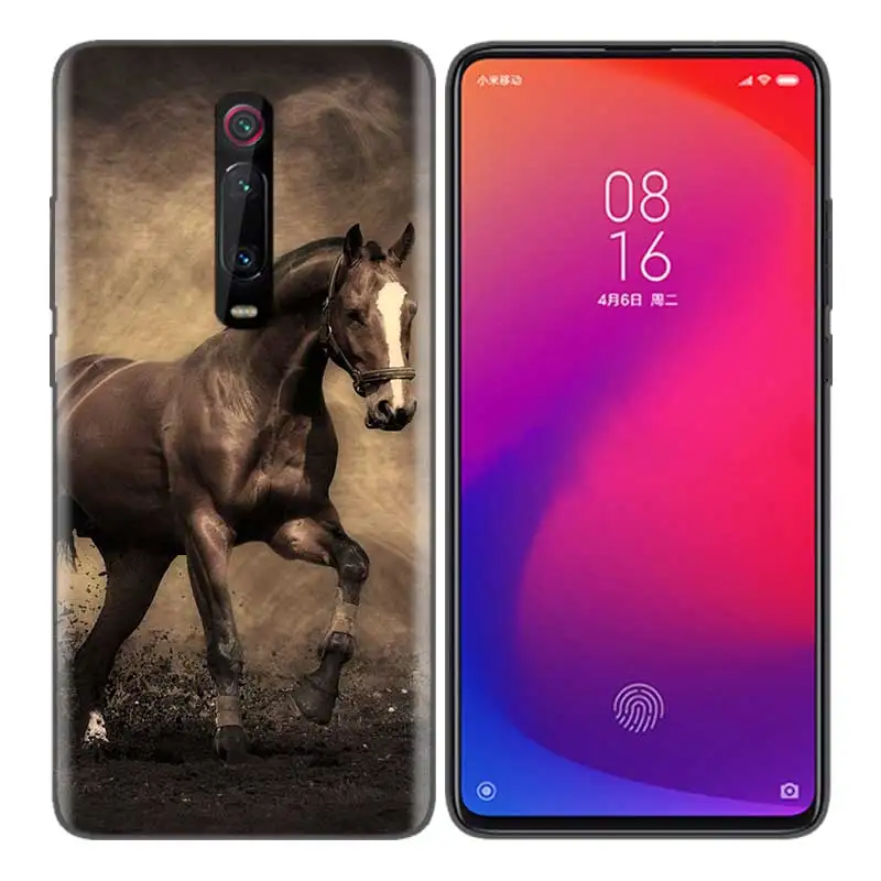 Черная мягкая силиконовая сумка чехол для Xiaomi mi 9T CC9 Red mi 4 4X5 6 6A 7 7A Note Plus K20 Pro F1 Tampa Fall Акварельная лошадь
