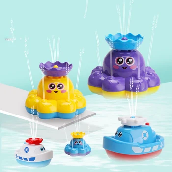 

Cartoon Funny Baby Bath Toy Electric Rotating Spraying Water ship Toy For Infant Water Jet Boat Bathroom Bathtub Kid Gift