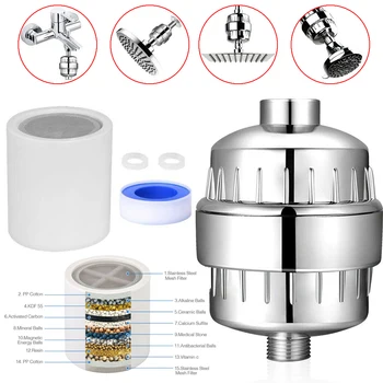 

Shower Head Filter Hard Water Softener Cartridge Kit 15 Stage Chlorine Purifier Chlorine Purifier Universal Hard Water Softener
