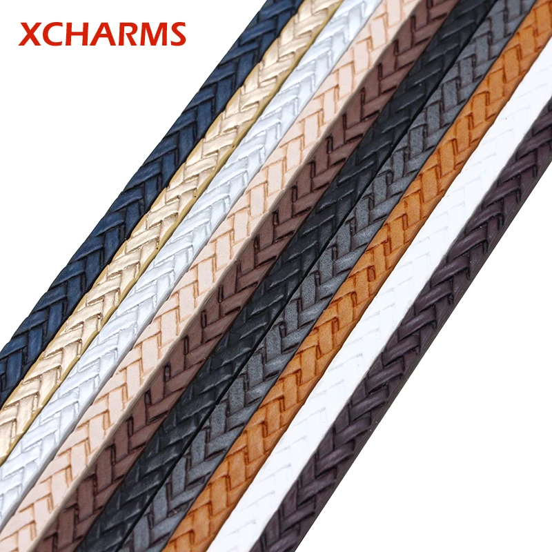 XCHARMS 5 мм плоский шнур из ПУ кожи веревка для плетения Diy ювелирных изделий