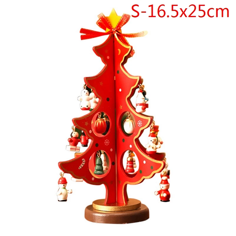 DIY подарки, Новогоднее украшение стола, рождественская елка, Настольный Декор для дома, детские игрушки, искусственная деревянная елка - Цвет: red-S