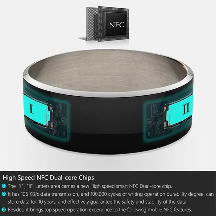 Водонепроницаемый цифровой смарт-кольцо NFC носимый для белого, черного NFC мобильного телефона
