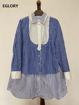 

New 2020 Spring Summer Fashion Long Shirts Women Turn-down Collar Striped Print Long Sleeve Casual Loose Long Tops Shirt Ladies