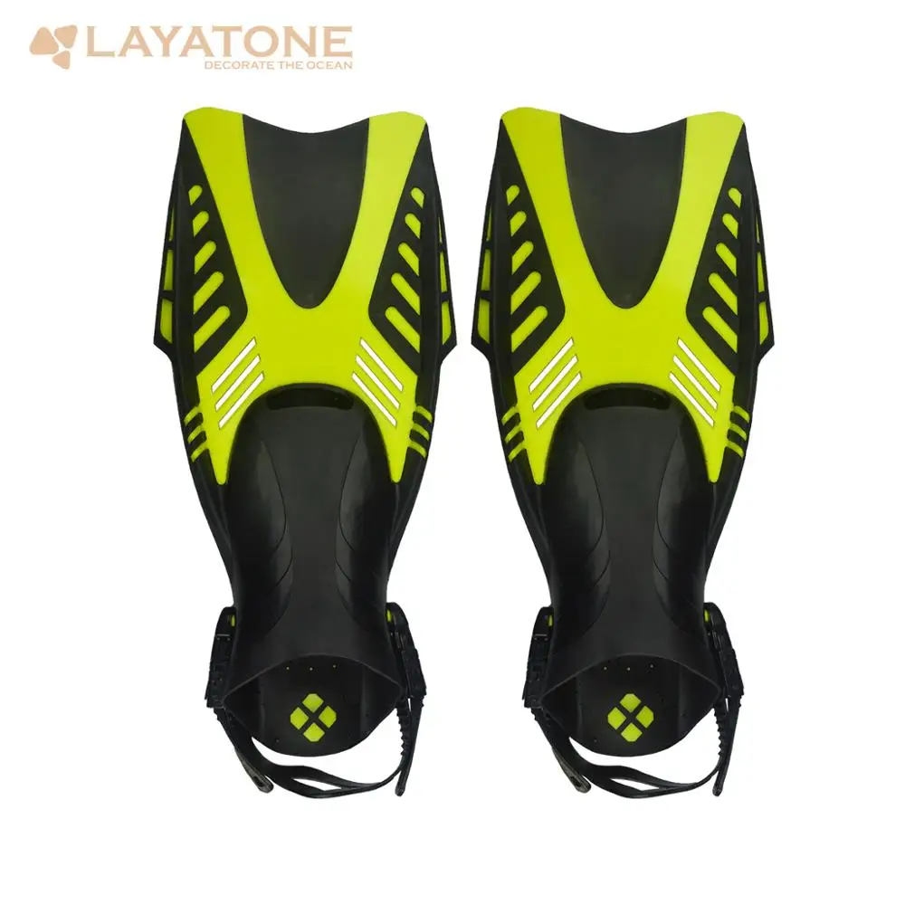 Yellow LayaTone плавники для подводного плавания для взрослых, Короткие плавники для плавания, ласты для плавания, ласты для дайвинга с каблуком, F-27 для водных видов спорта - Цвет: Yellow