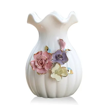 

NEW DESGIN WHITE VASE CERAMIC DRIED FLOWER VASE MODERN PURE AND FRESH HYDROPONIC FLOWERS SITTING ROOM DECORATION