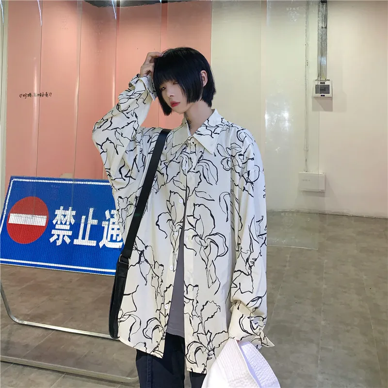 Lychee Harajuku, темная полоска, женская блузка, рубашка, весна, полный принт, длинный рукав, женские блузки, большие пуговицы, женские Рубашки, Топы