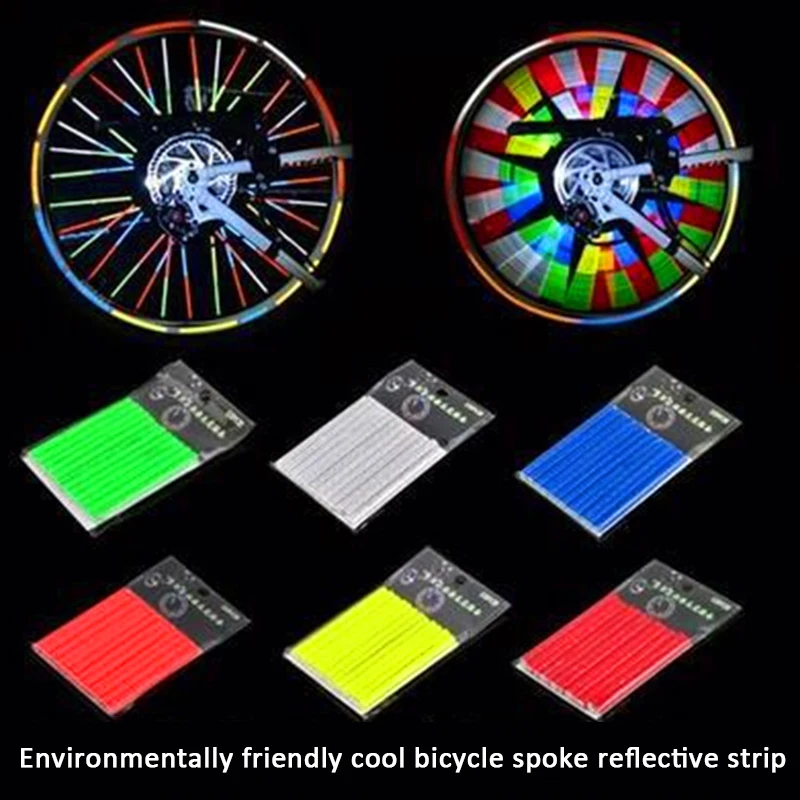 Bike Accessories Wheel Rim Spoke Mount Clip Tube Waterproof Warning Light Strip Reflector 12/24pcs