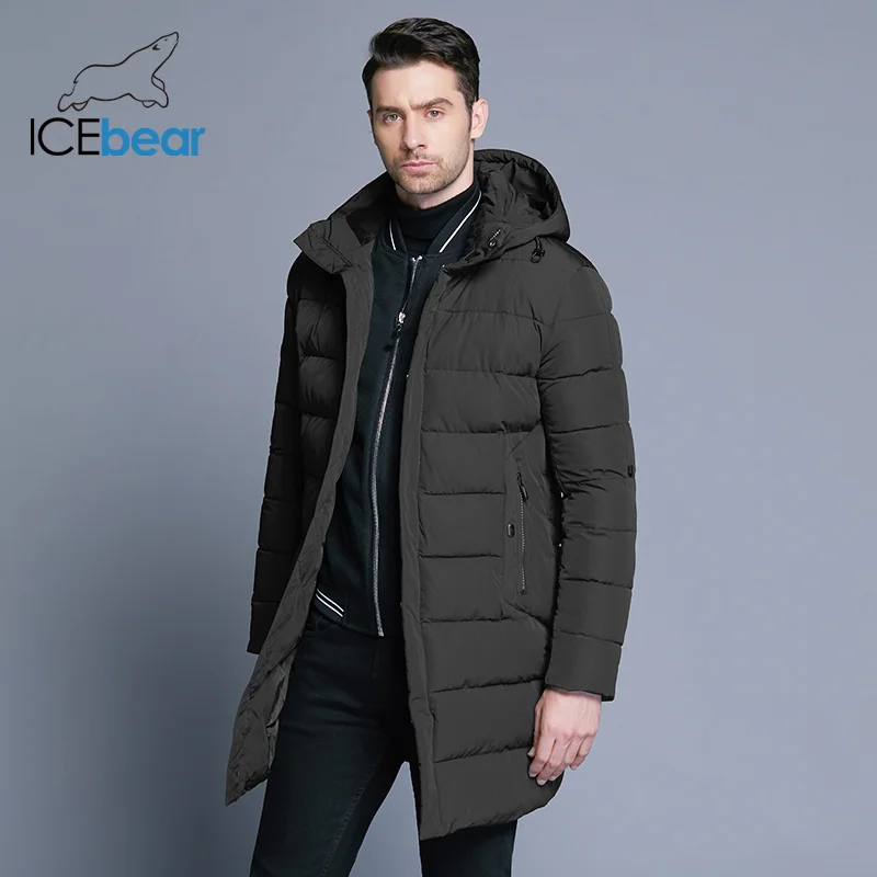 Мужская стеганая парка ICEbear теплая Повседневная куртка со съемной хлопковой