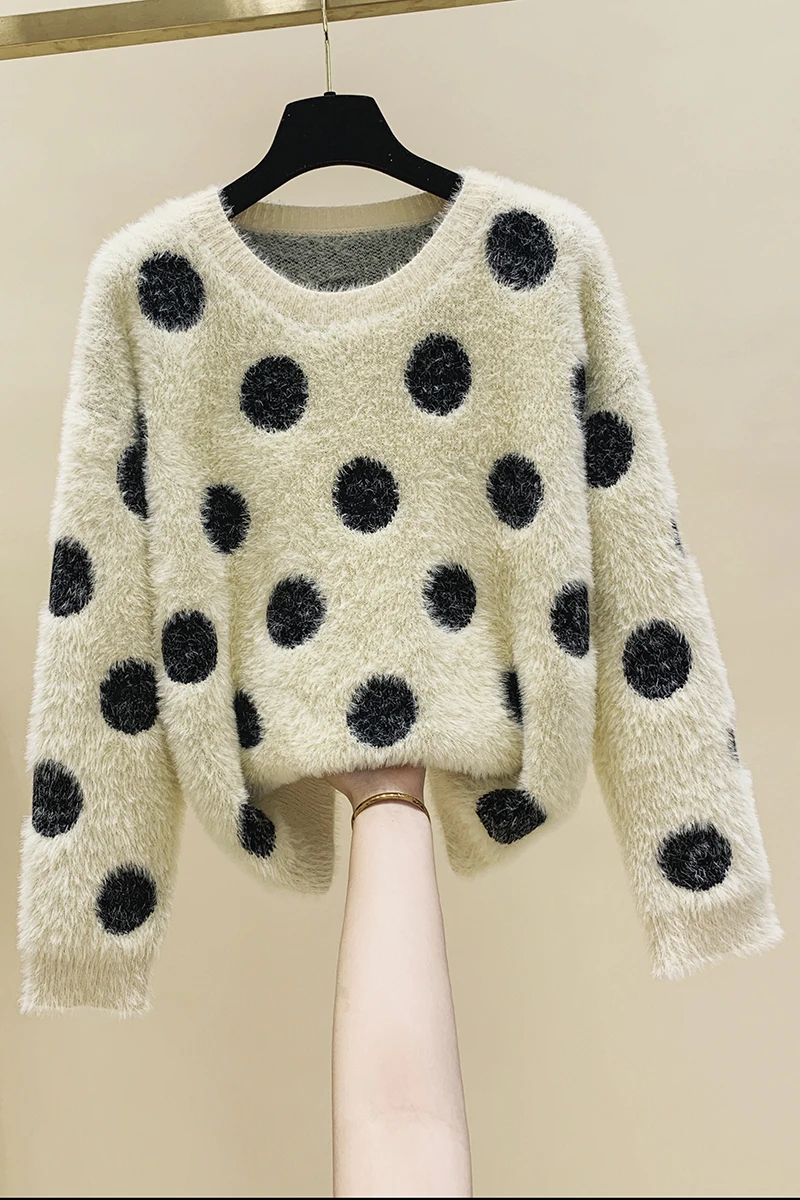 2020 Autumn and Winter Thick Polka Dot Mink Velvet