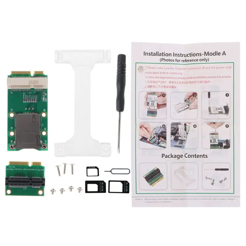 Мини адаптер PCI E с разъемом для sim карты вертикальная установка 3G/4G WWAN