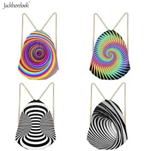 Jackhereook крутая Ослепительная печать унисекс сумка на шнурке модная черно-белая Vertigo гипнотический Дизайн Повседневная сумка для хранения мешок