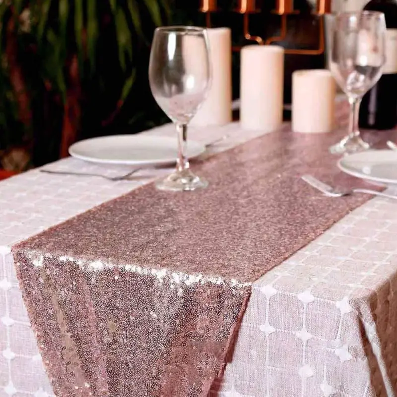 

Glitter Sparkly Sequined Table Runner For Wedding Birthday Party Table Decorations