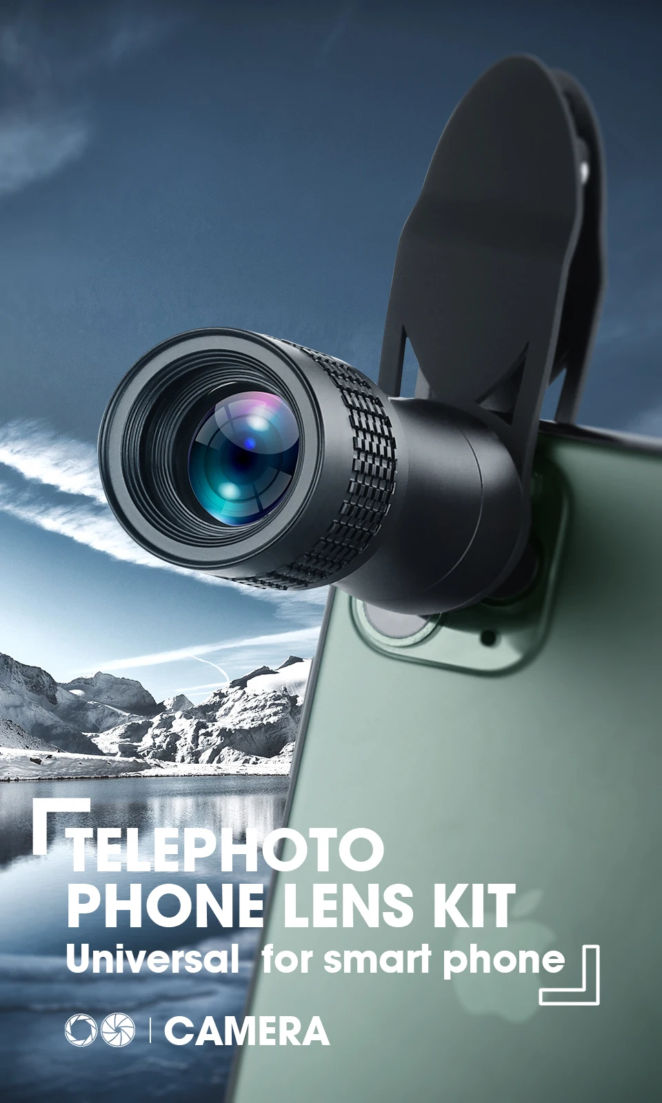KUULAA Universal 14X Monocular Zoom HD Optical Cell Phone Lens Observing Survey telephoto lens for iPhone 11 Pro Smartphone