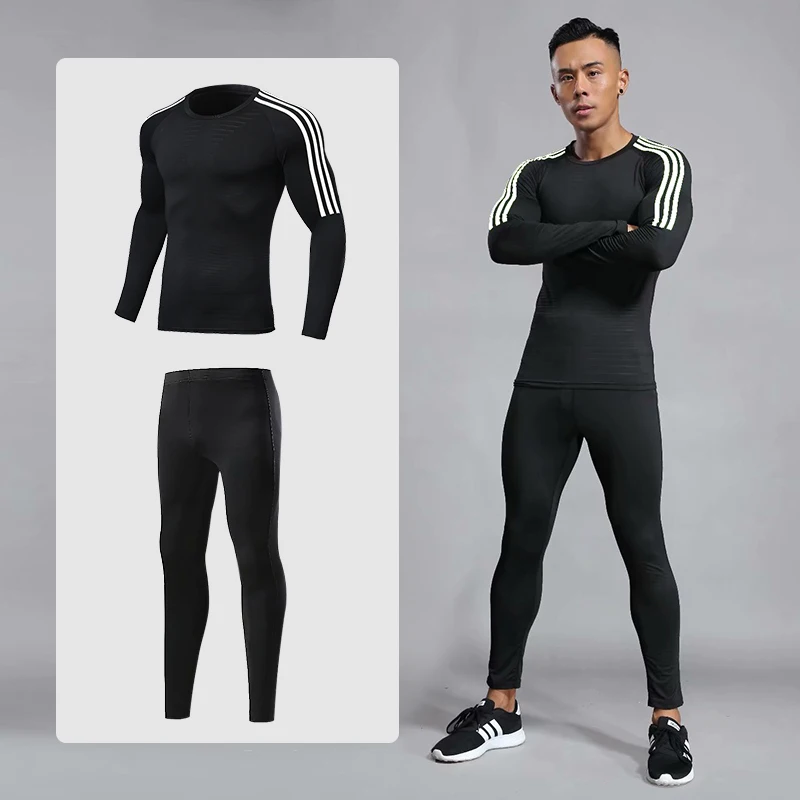Одежда для тренировок для мужчин, спортивная одежда для тренировок, спортивные костюмы для тренировок, одежда для бега, бега, спортивная одежда, костюм для бега - Цвет: 2-piece set