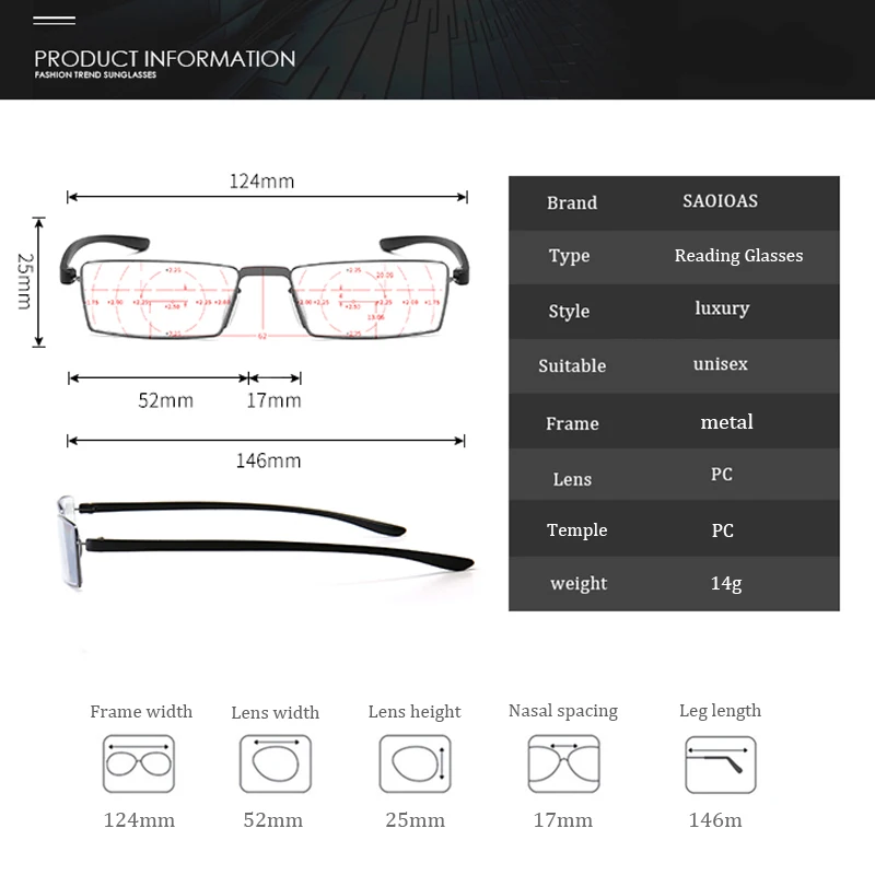 SAOIOAS прогрессивные очки для чтения с несколькими фокусами для мужчин и женщин, анти-синие очки для дальнозоркости+ 1,0+ 1,5+ 2,0+ 2,5+ 3,0+ 3,5