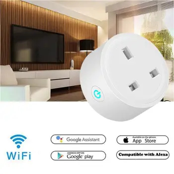 

Smart Power Socket Plug Wifi Smart Plug WiFi Enabled UK Socket Remote Control Outlet With Google Home Alexa Voice Control HOT