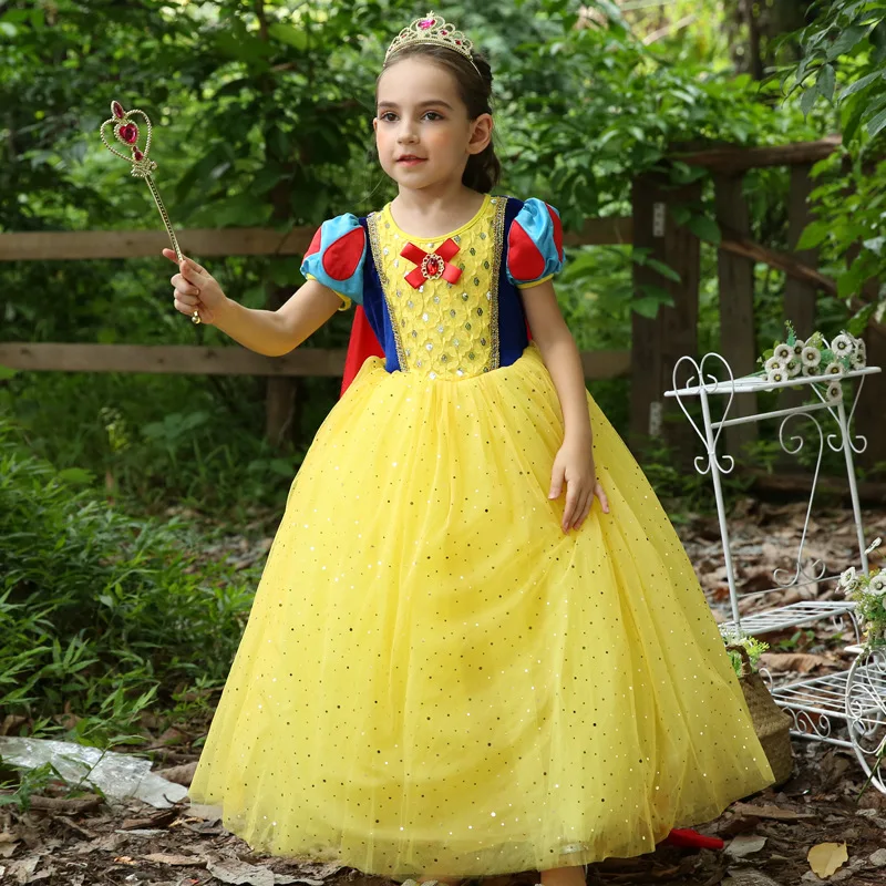 Детские платья Дисней для девочек; костюм Белоснежки; платье принцессы на Хэллоуин; Рождественская вечеринка; детская одежда; Новогодняя одежда - Цвет: S495-Snow White