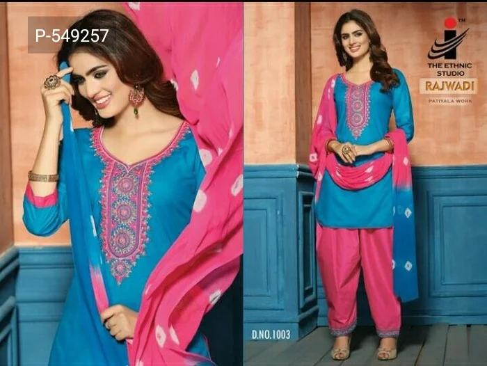 RAJWADI индийское пакистанское Платье женское Patiyala Salwar Kameez хлопок вышивка сшитый костюм Болливуд этническое платье на каждый день