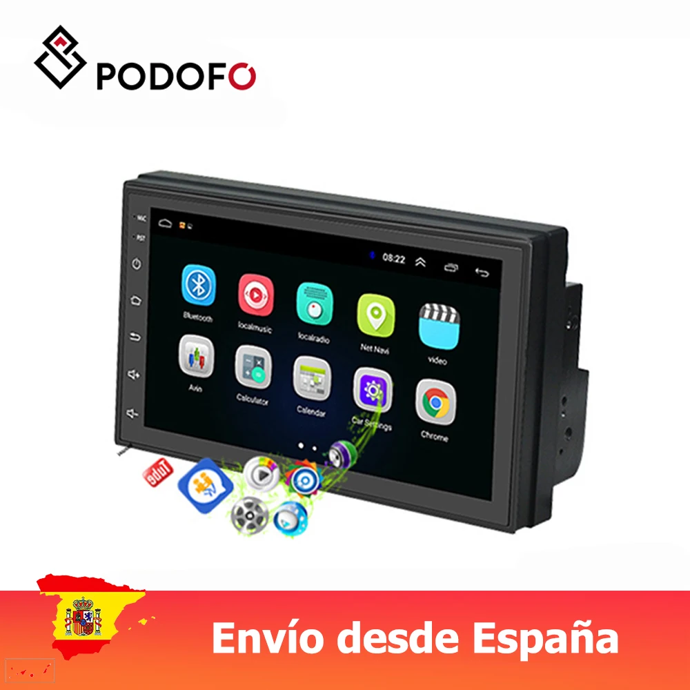 Podofo Car radio 2 din 7'' Android 8.1 IOS/Android mirror link touch screen with Bluetooth WIFI GPS