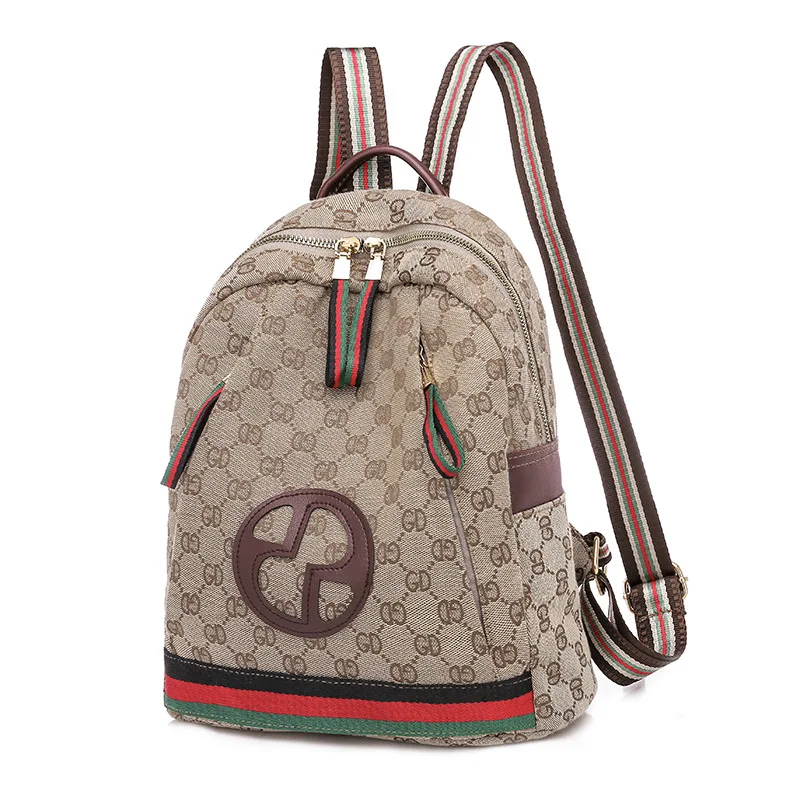 

Backpack Women's 2019 New Style Korean-style CHIC Canvas Backpack Printed WOMEN'S Bag Versatile Simple Large Capacity School Bag