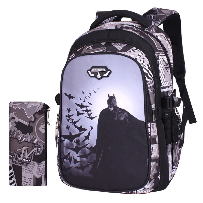 Новая школьная сумка Эдисона, Детский рюкзак для мальчиков и девочек, школьный рюкзак, серия Miracle, мультяшная Студенческая сумка, рюкзак с объемным принтом - Цвет: Batman Small