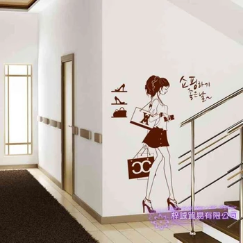 

Clothing Store Wall Sticker Sexy Lady Girls Decoration Clothing Store Decal Cloakroom Showcase Decor Clothing Shop Glass Decal