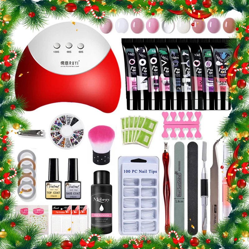 Billig Polygel Nagel Kit 36W Lampe Für Nagel Bohrer Maschine Gel Nagellack Set Builder Gel Elektrische Maniküre Nail art werkzeug Maniküre Set