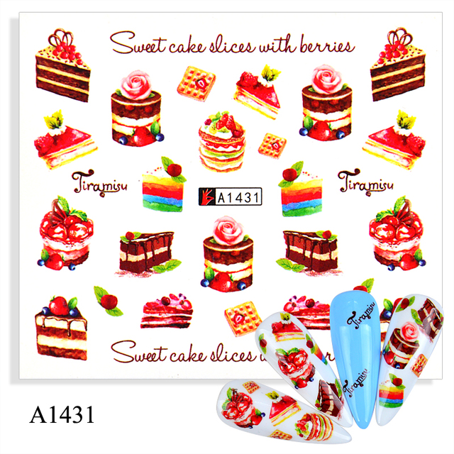 Sheet Nail Sticker Ice Creams Animal Fruit Cup Cake Water Decal Accessories Summer Designs Manicure Nail Art Transfer Sticker